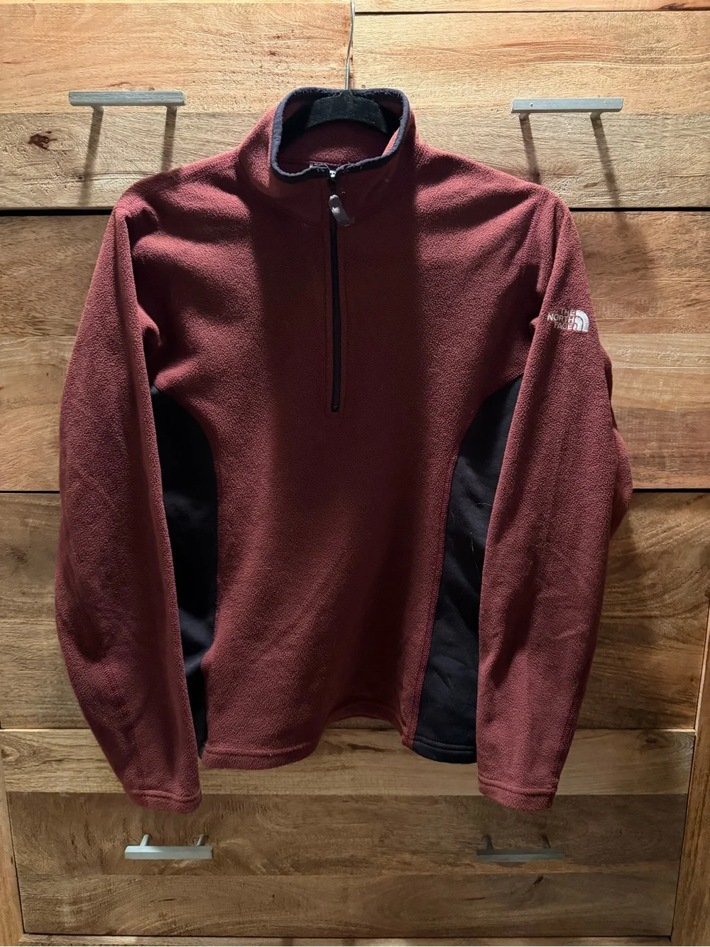 The North Face Maroon Fleece Jacket with Black Accents